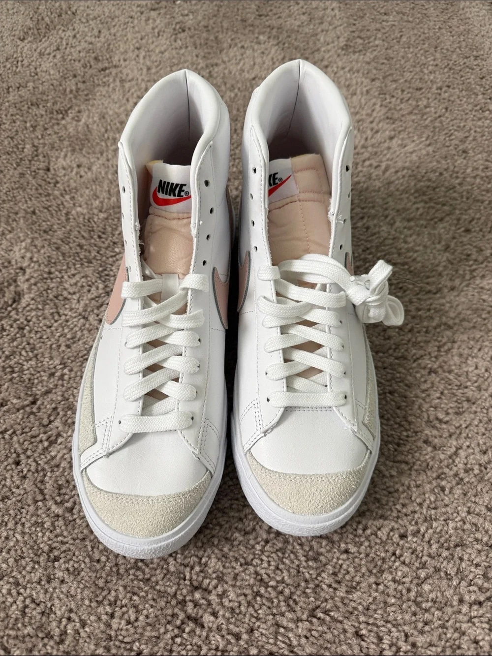 Nike White Low-Top Sneakers with Pink & Yellow Details
